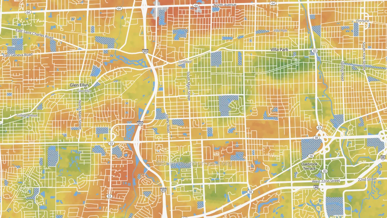 Bike Grade map of Lombard, IL