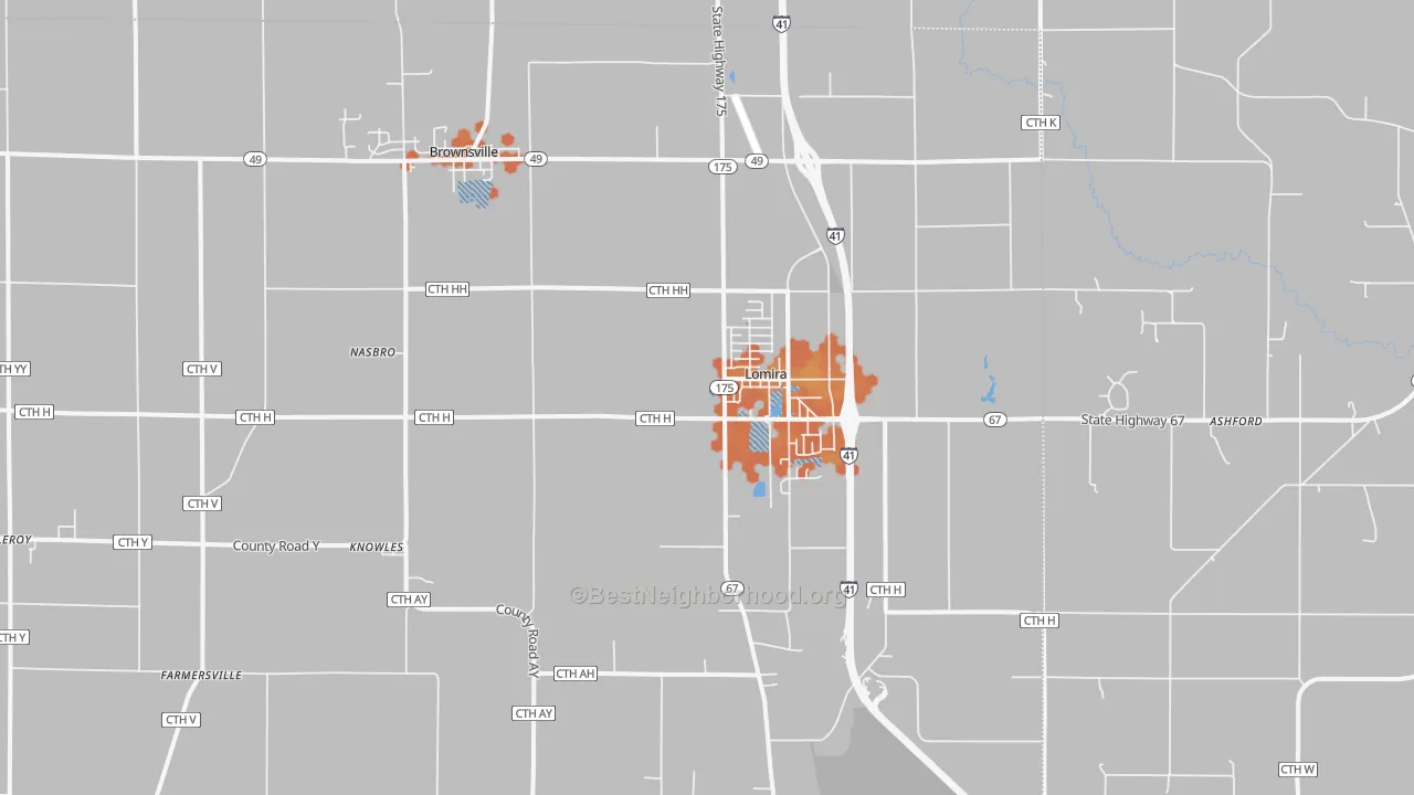 Bike Grade map of Lomira, WI