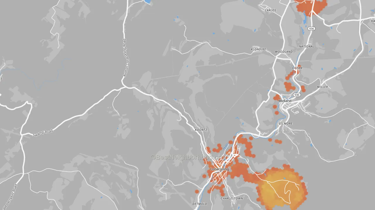 Bike Grade map of Lonaconing, MD
