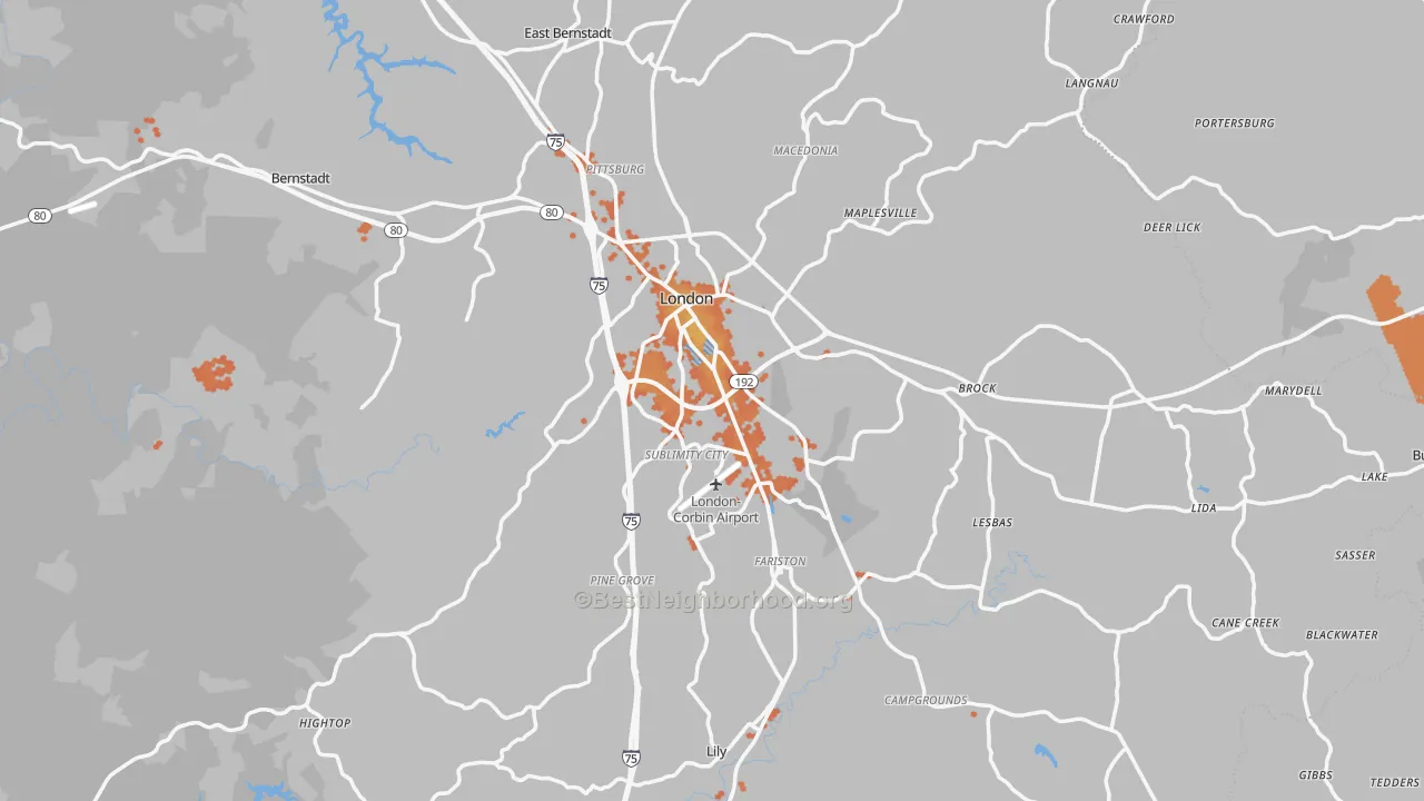 Bike Grade map of London, KY