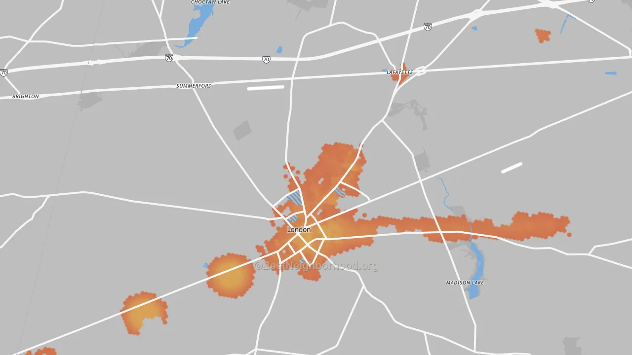Bike Grade map of London, OH