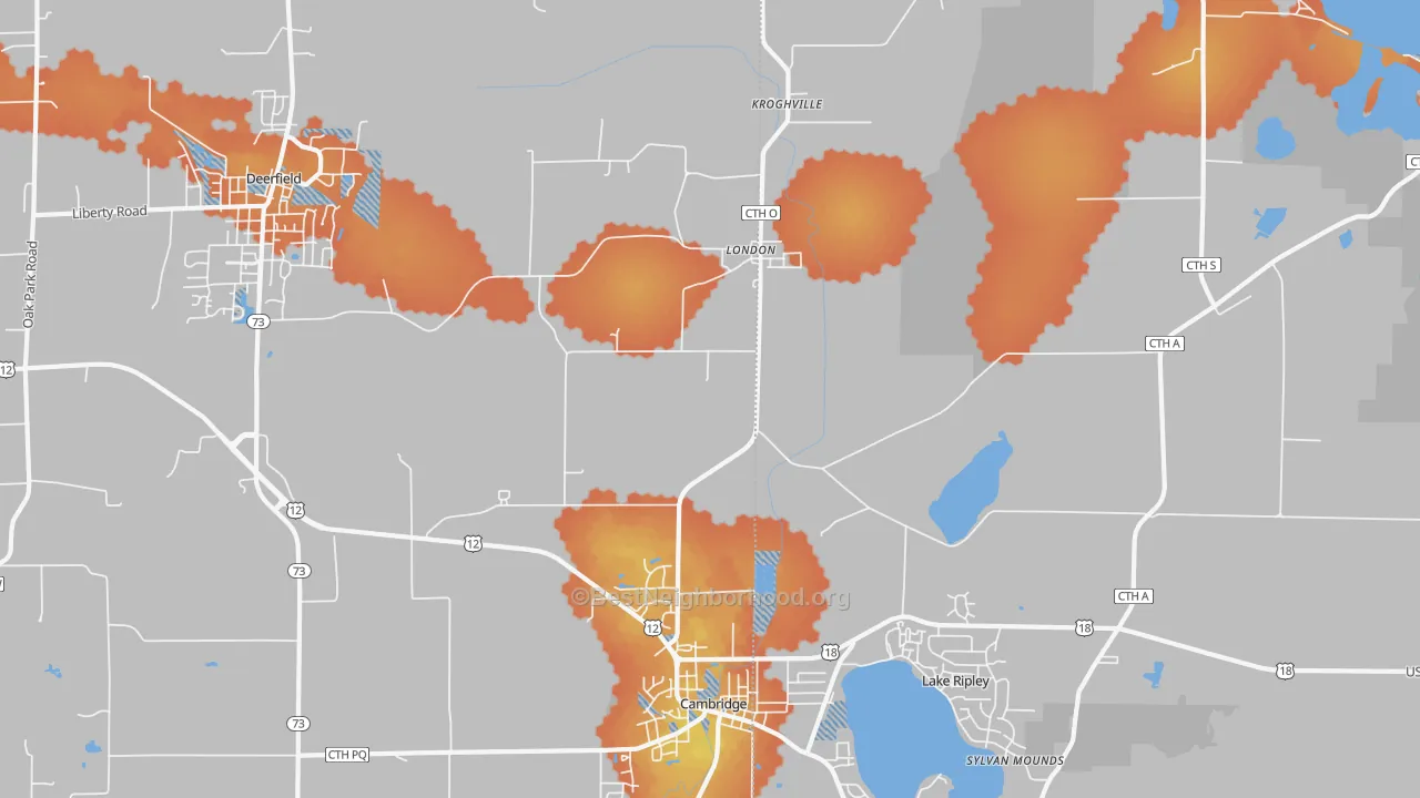 Bike Grade map of London, WI