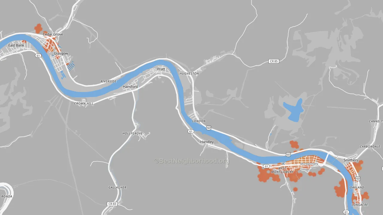 Bike Grade map of London, WV