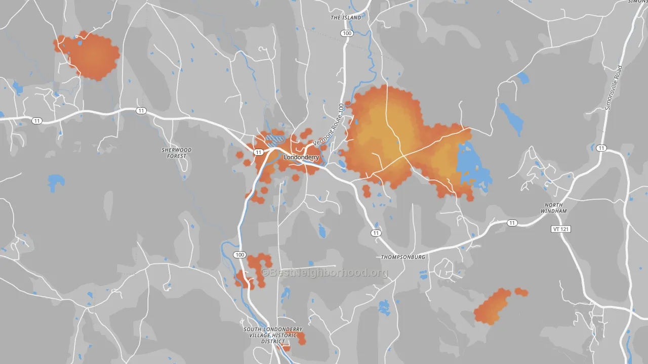 Bike Grade map of Londonderry, VT