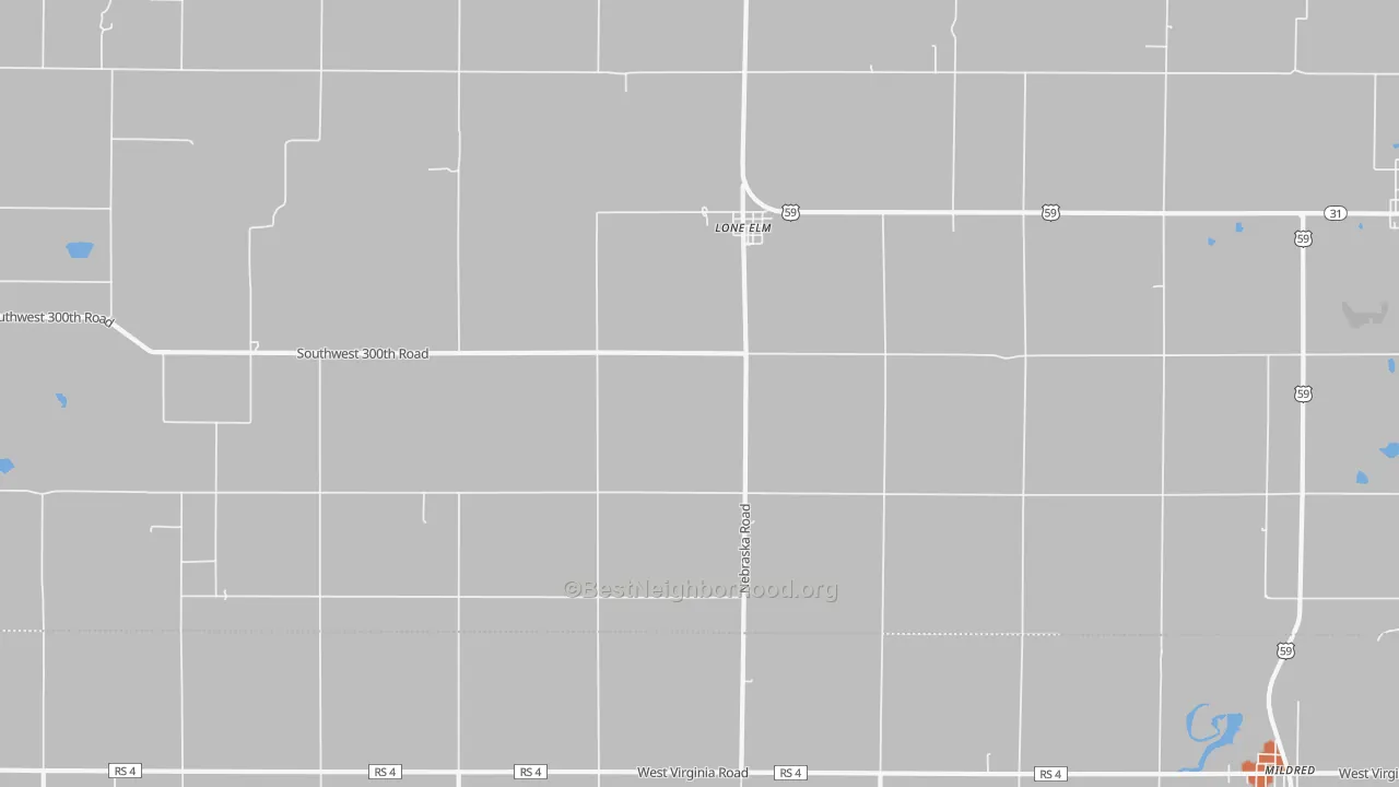 Bike Grade map of Lone Elm, KS