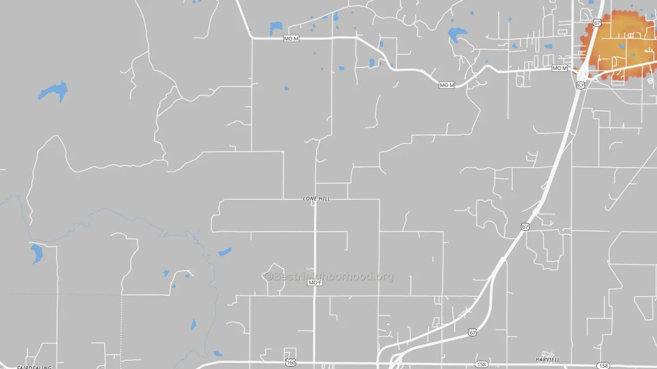 Bike Grade map of Lone Hill, MO