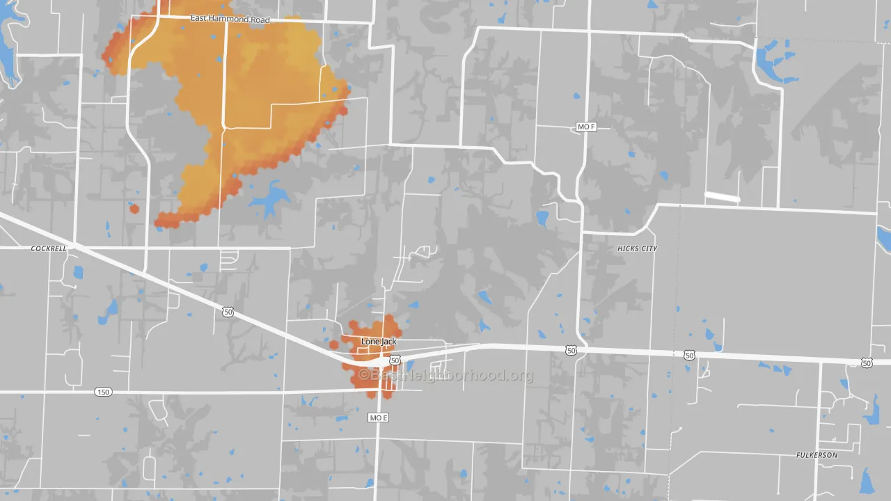 Bike Grade map of Lone Jack, MO