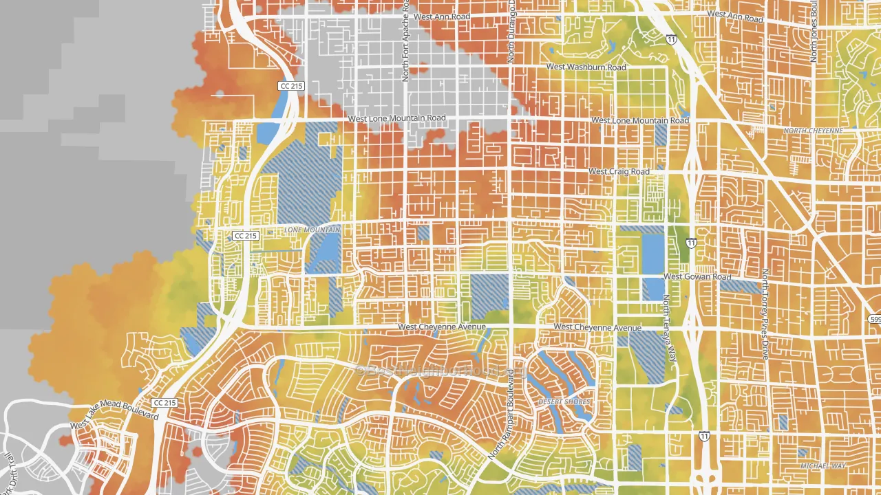 Bike Grade map of Lone Mountain, Las Vegas, NV