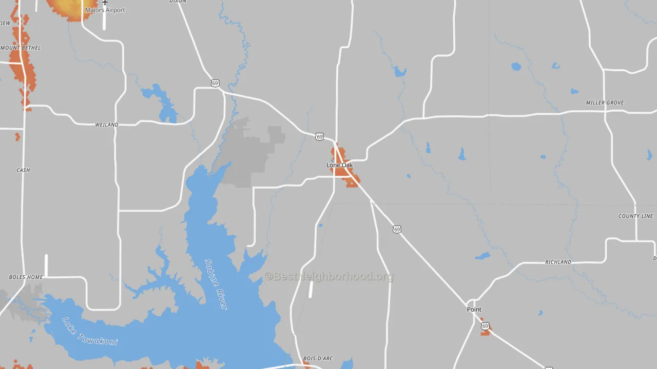 Bike Grade map of Lone Oak, TX