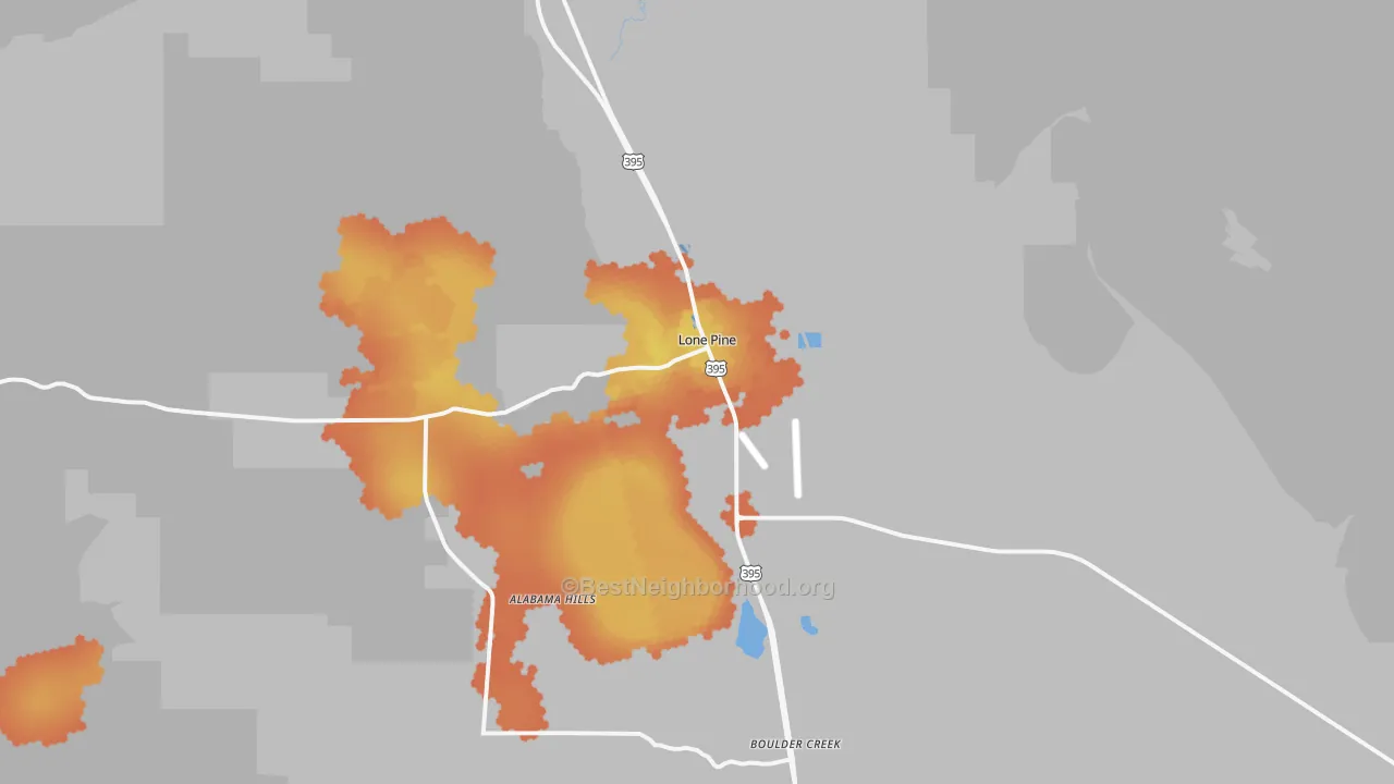 Bike Grade map of Lone Pine, CA