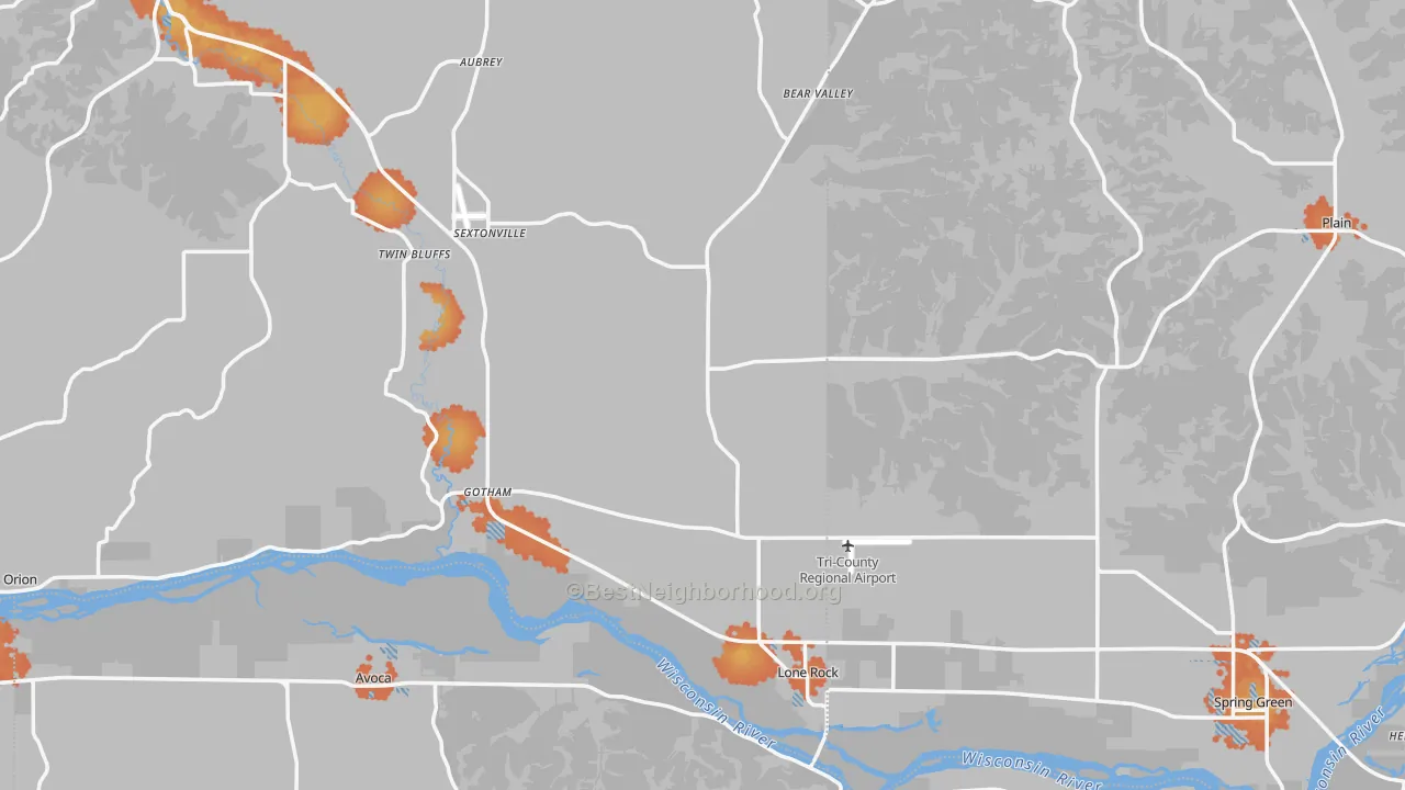 Bike Grade map of Lone Rock, WI