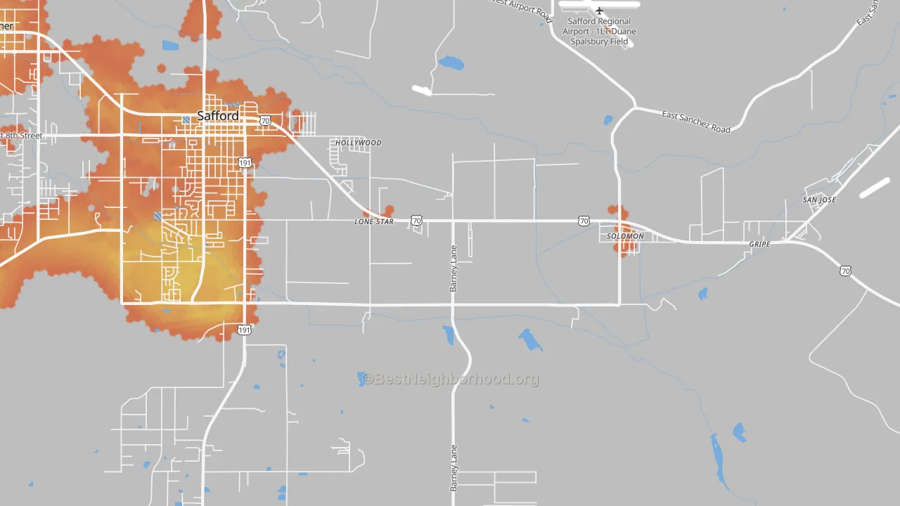 Bike Grade map of Lone Star, AZ