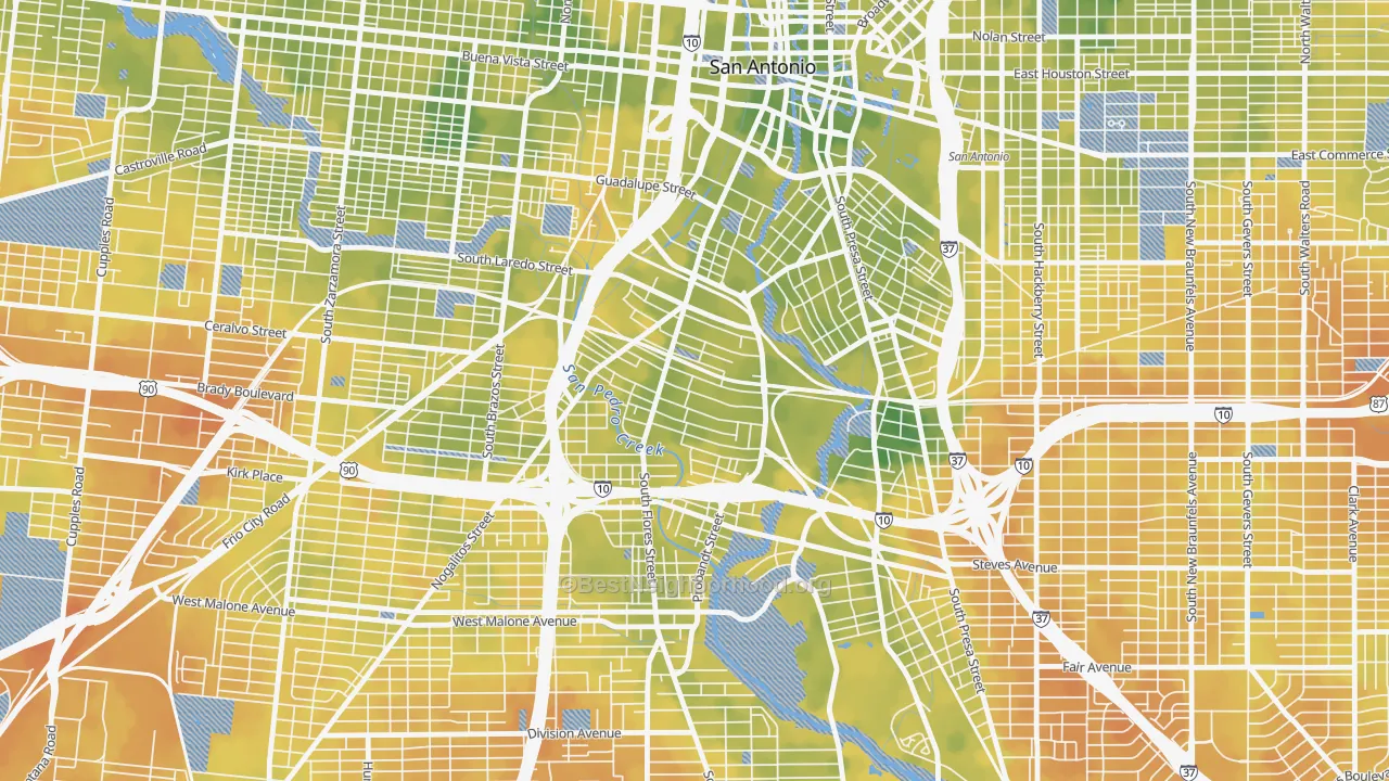 Bike Grade map of Lone Star, San Antonio, TX
