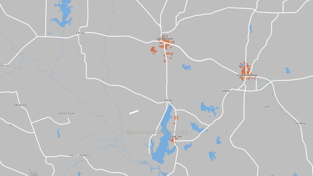 Bike Grade map of Lone Star, TX