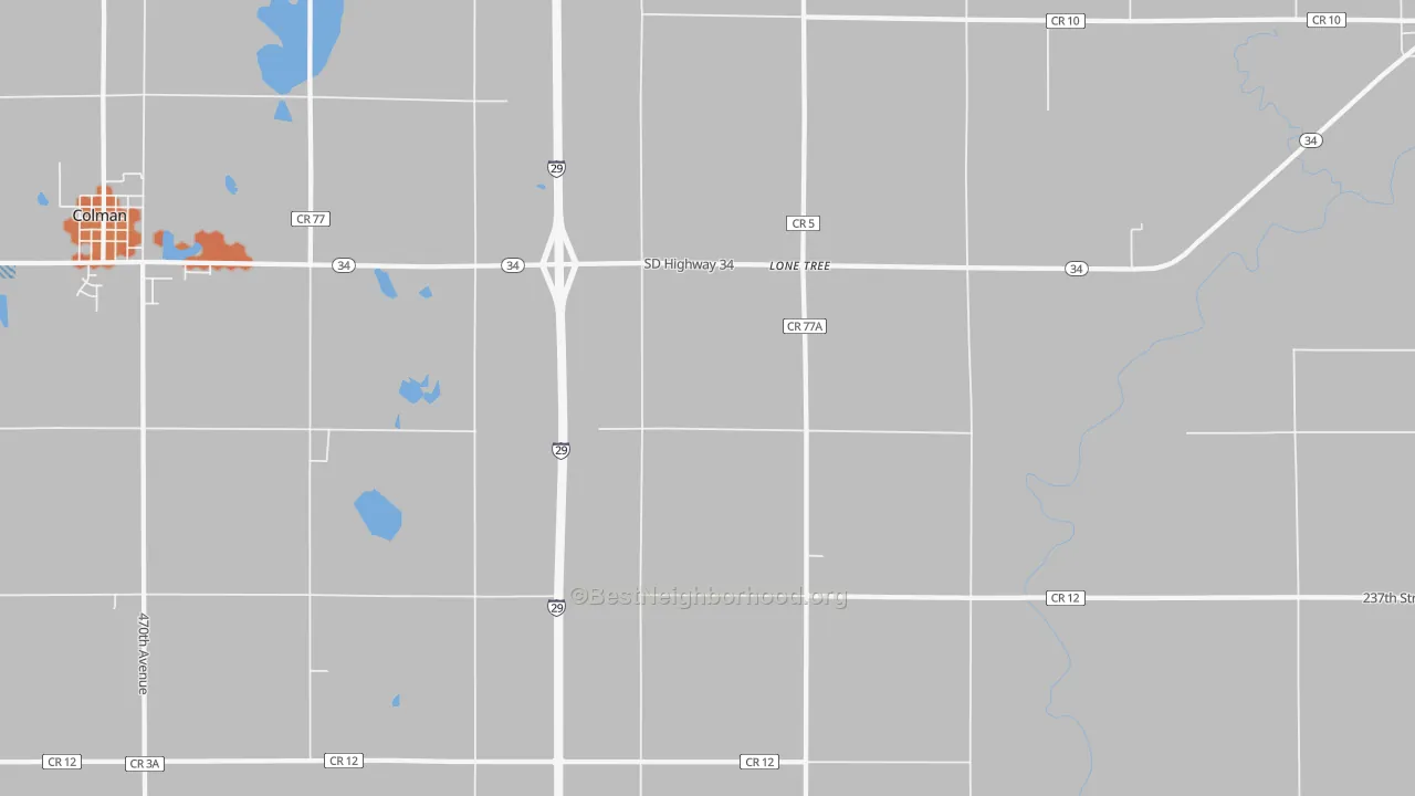 Bike Grade map of Lone Tree, SD