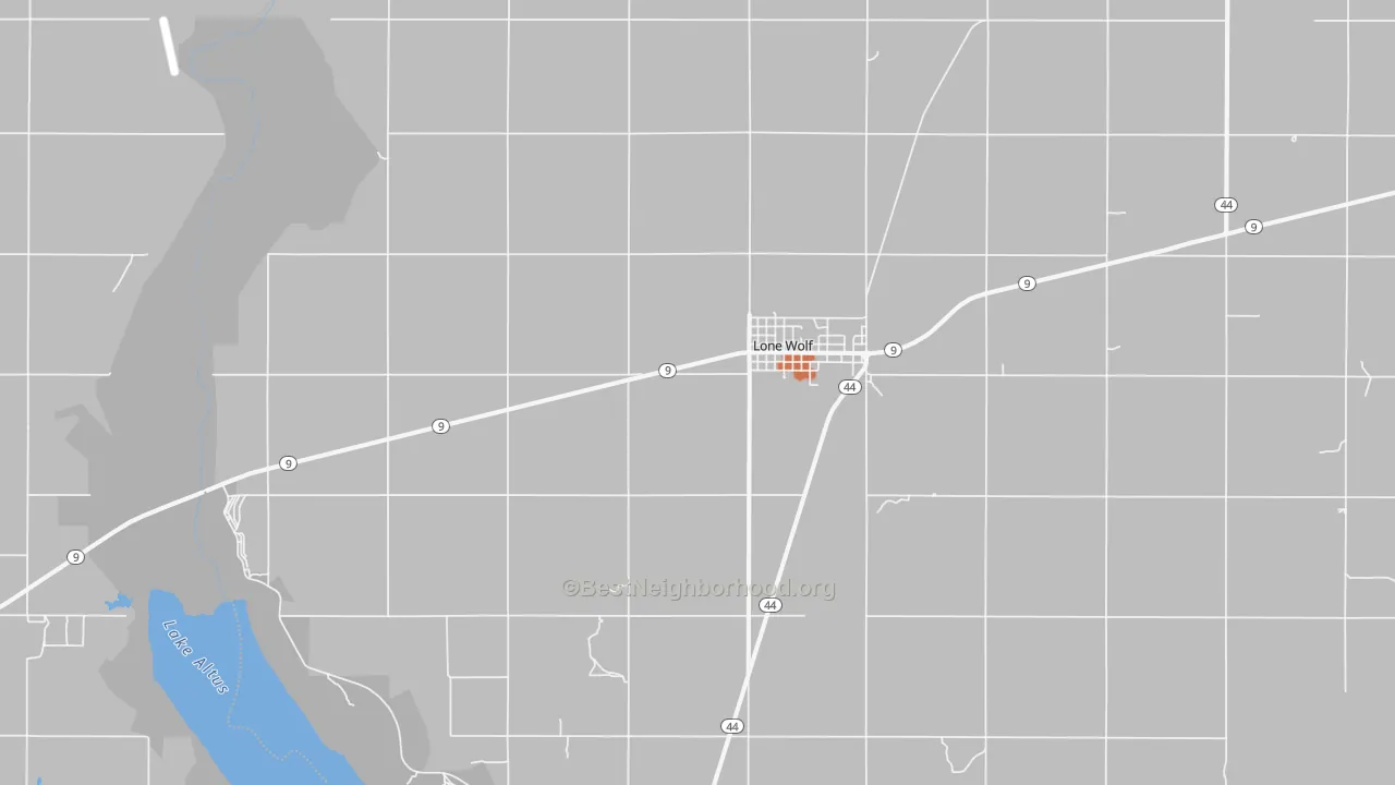 Bike Grade map of Lone Wolf, OK