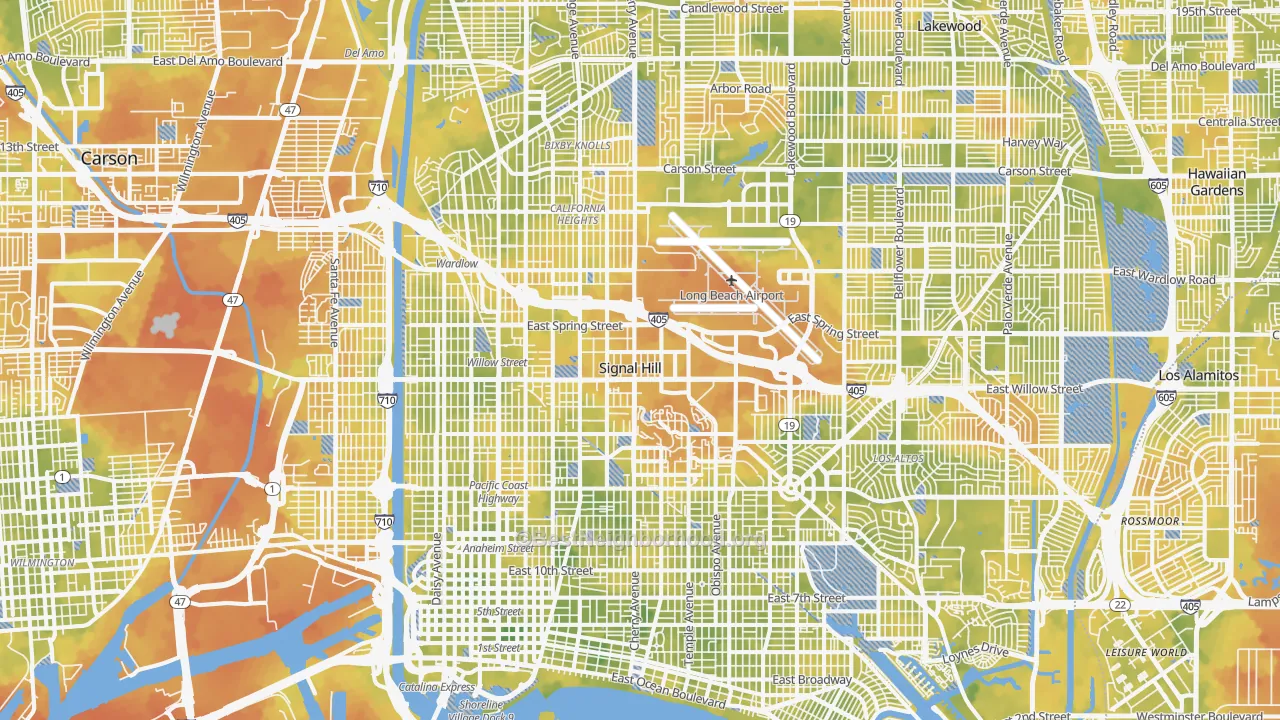 Bike Grade map of Long Beach, CA