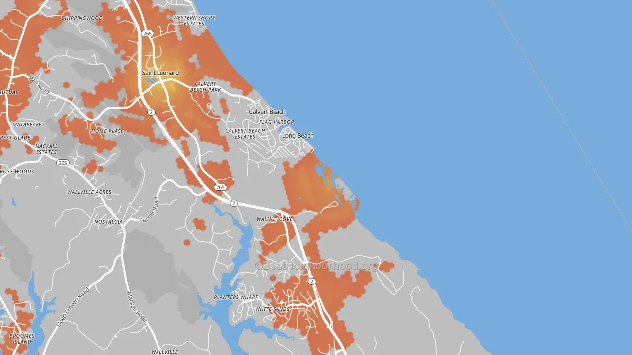 Bike Grade map of Long Beach, MD