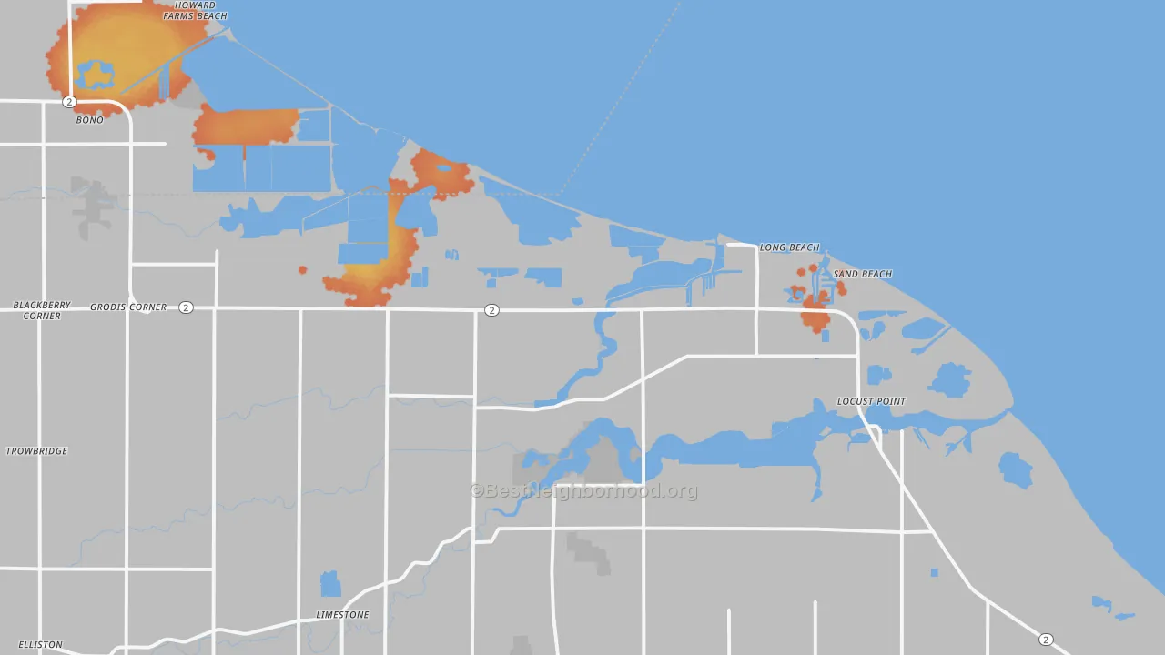 Bike Grade map of Long Beach, OH
