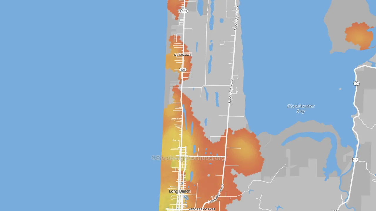 Bike Grade map of Long Beach, WA
