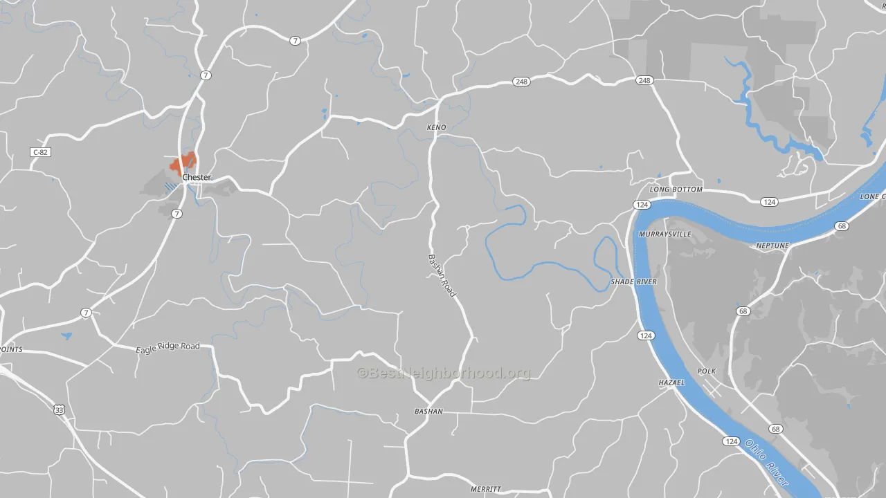 Bike Grade map of Long Bottom, OH