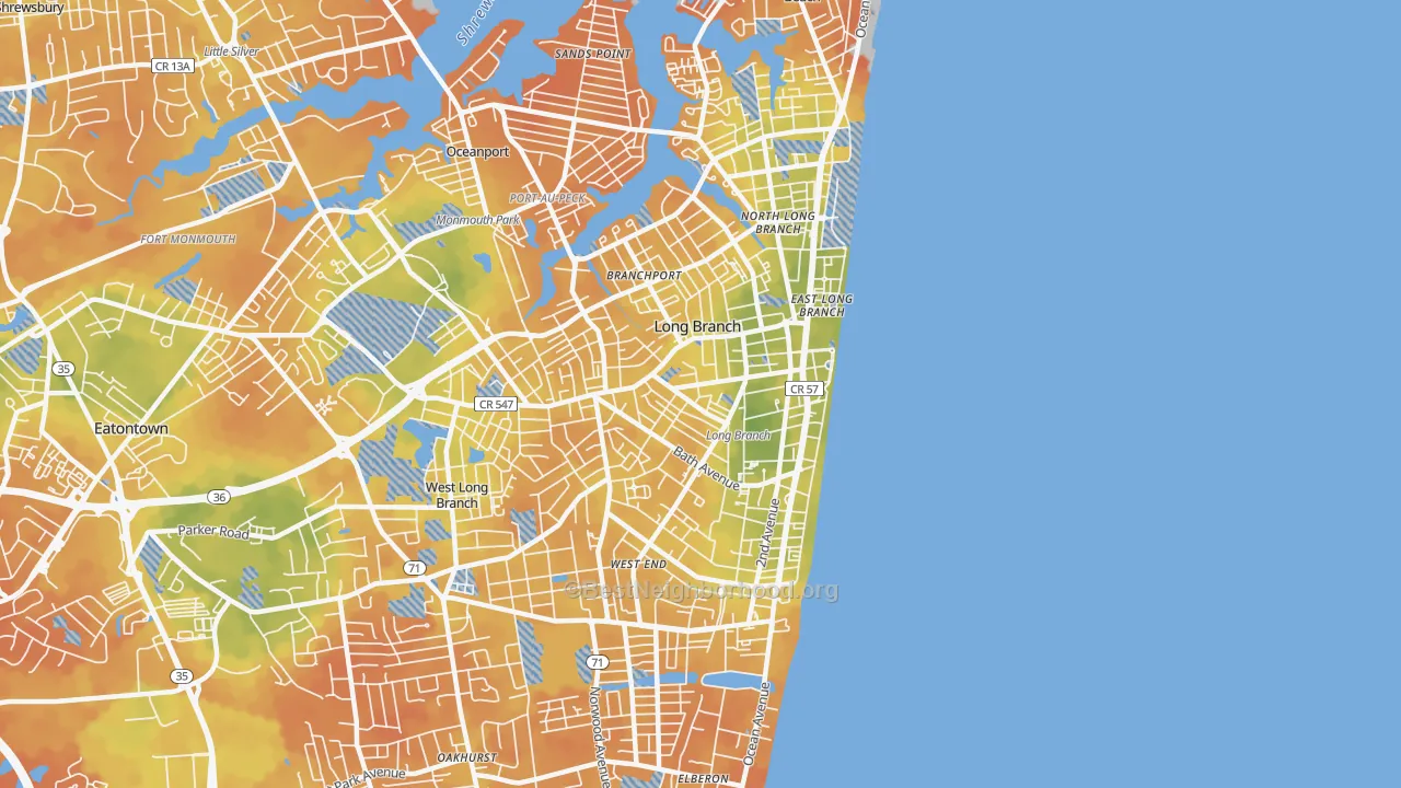 Bike Grade map of Long Branch, NJ