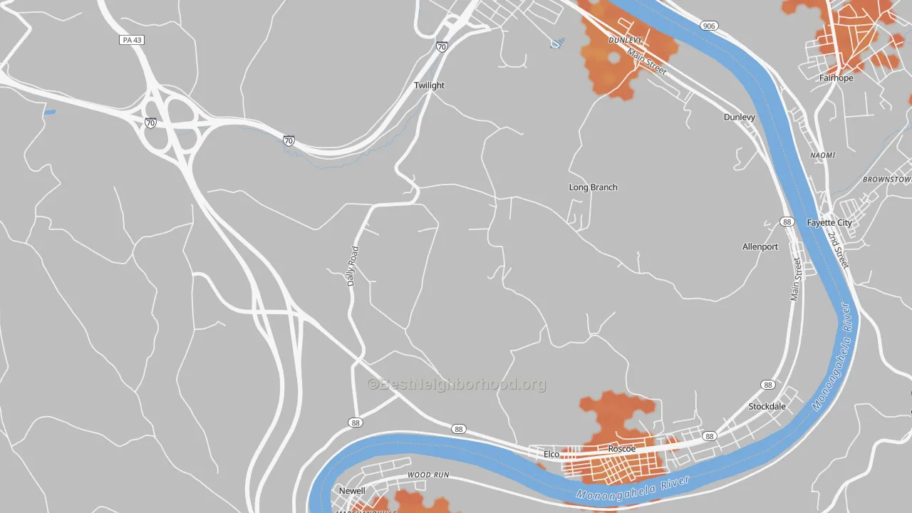 Bike Grade map of Long Branch, PA