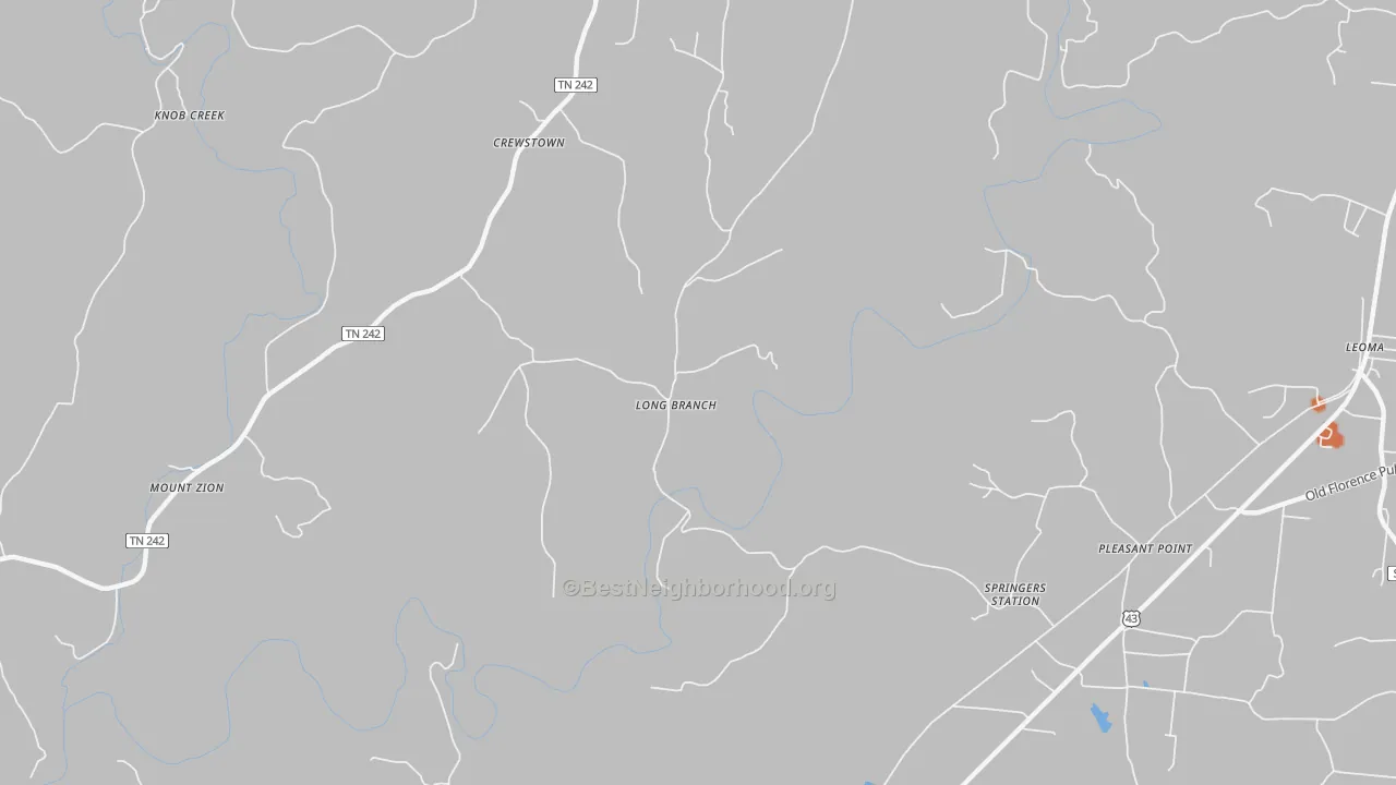 Bike Grade map of Long Branch, TN