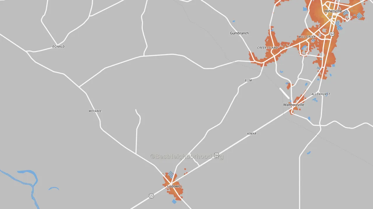 Bike Grade map of Long County, GA