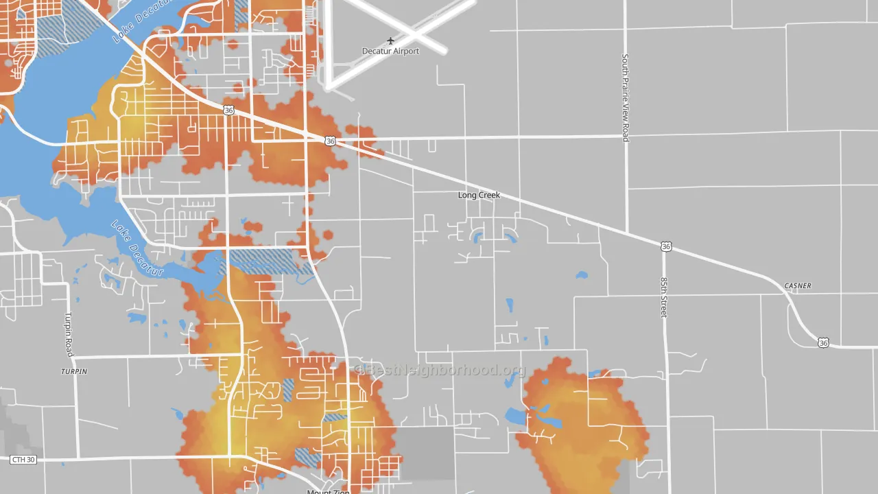 Bike Grade map of Long Creek, IL