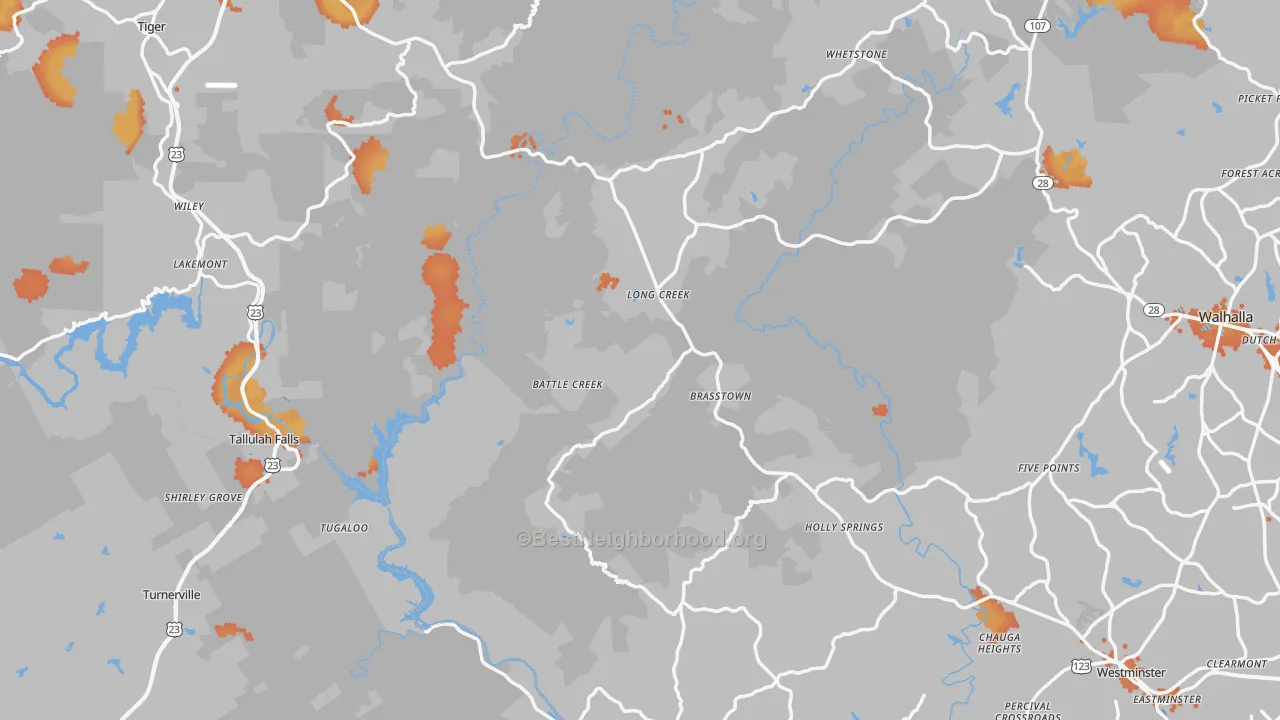 Bike Grade map of Long Creek, SC