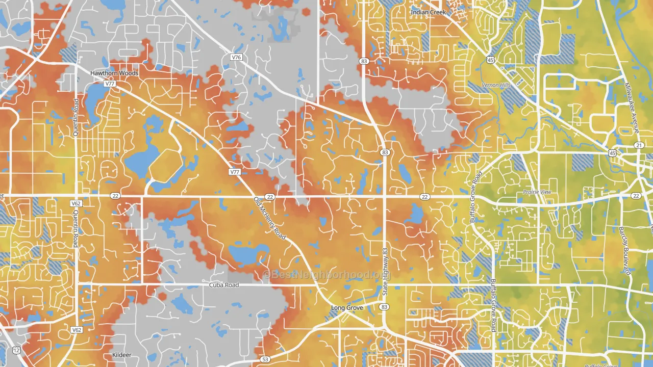 Bike Grade map of Long Grove, IL