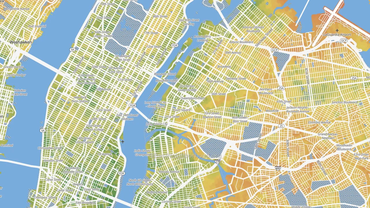 Bike Grade map of Long Island City, Queens, NY