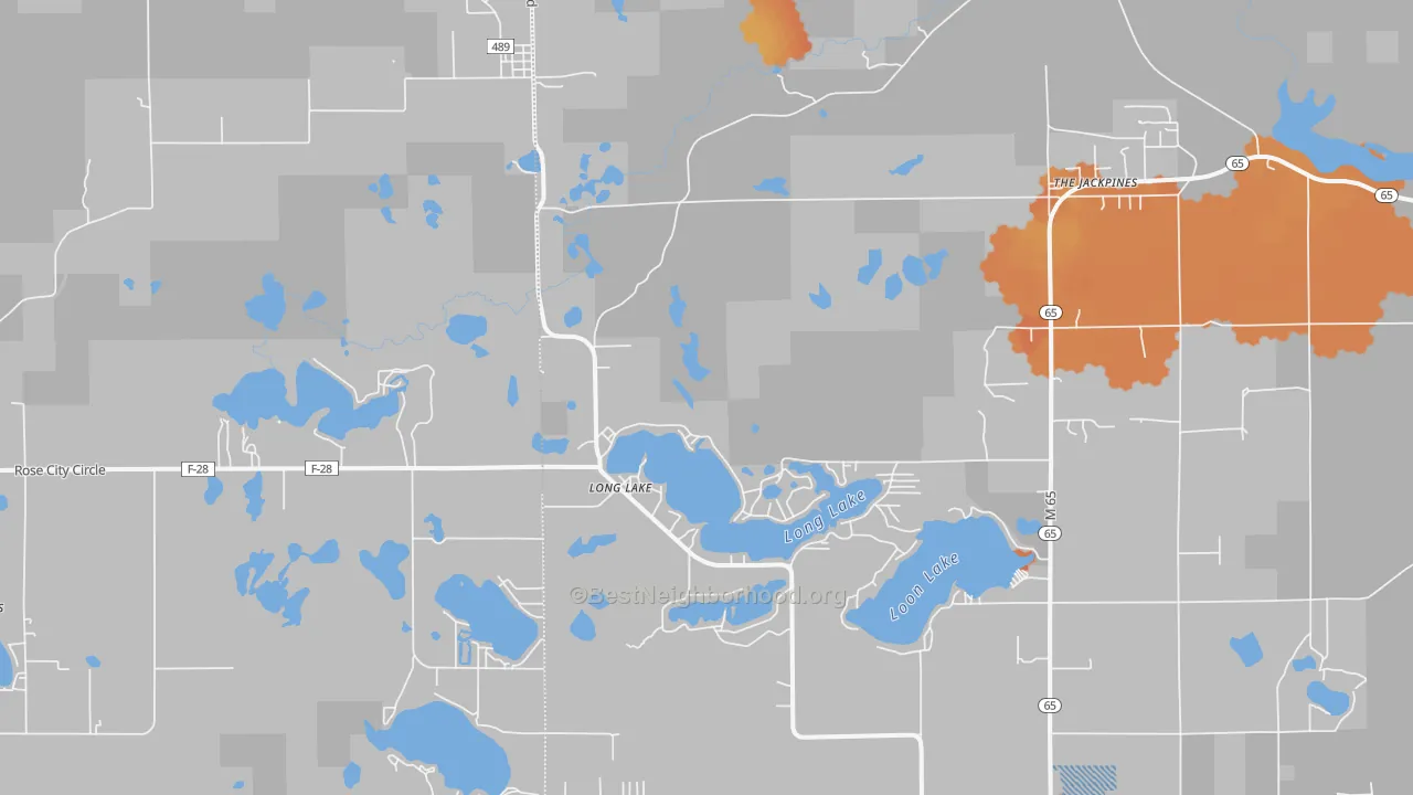 Bike Grade map of Long Lake, MI