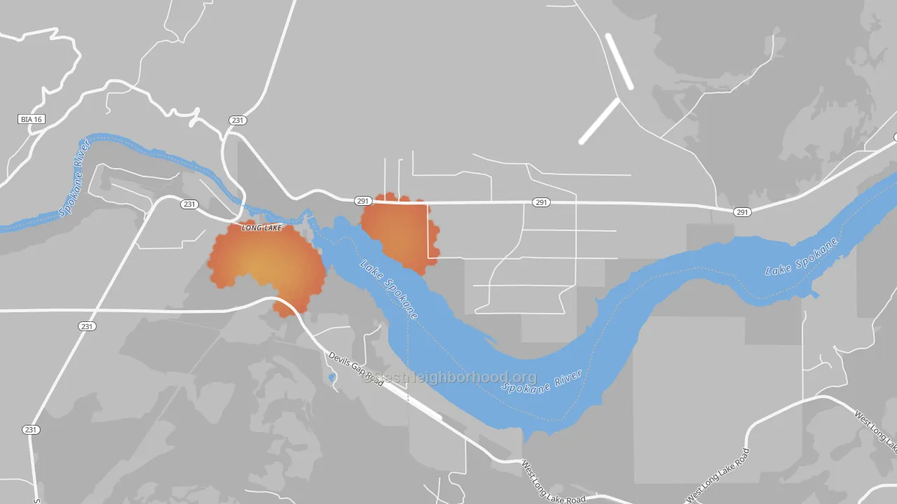 Bike Grade map of Long Lake, WA