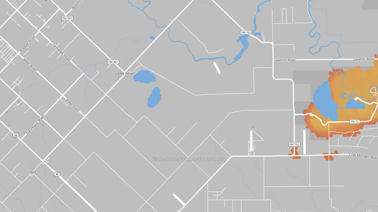 Bike Grade map of Long Point, TX