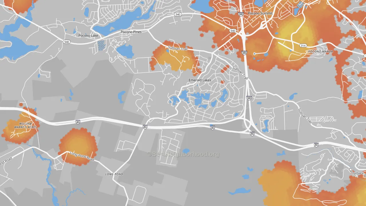 Bike Grade map of Long Pond, PA
