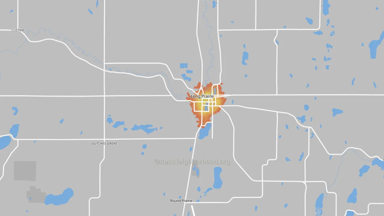 Bike Grade map of Long Prairie, MN