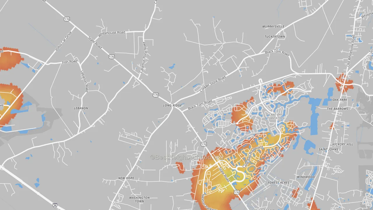 Bike Grade map of Long Ridge, SC