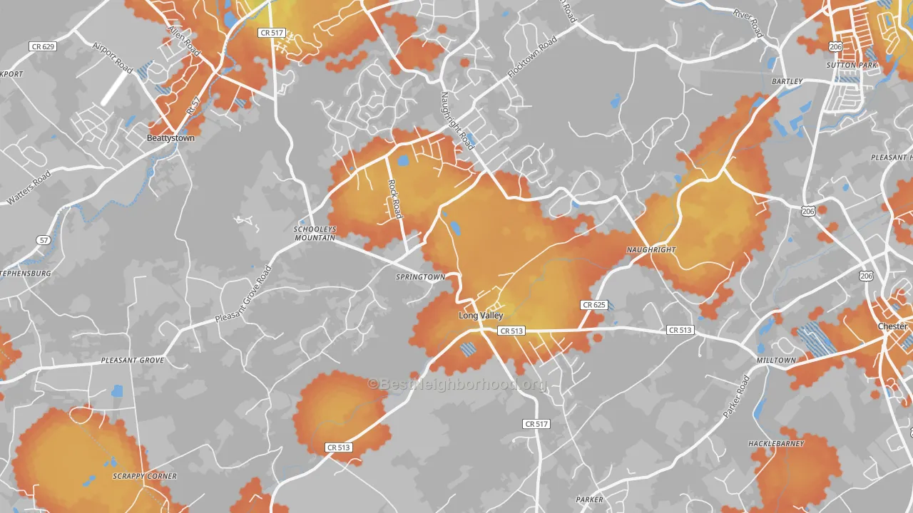 Bike Grade map of Long Valley, NJ