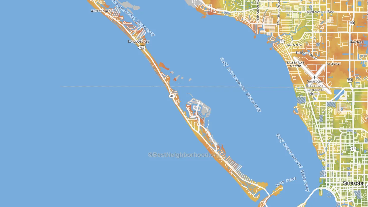 Bike Grade map of Longboat Key, FL