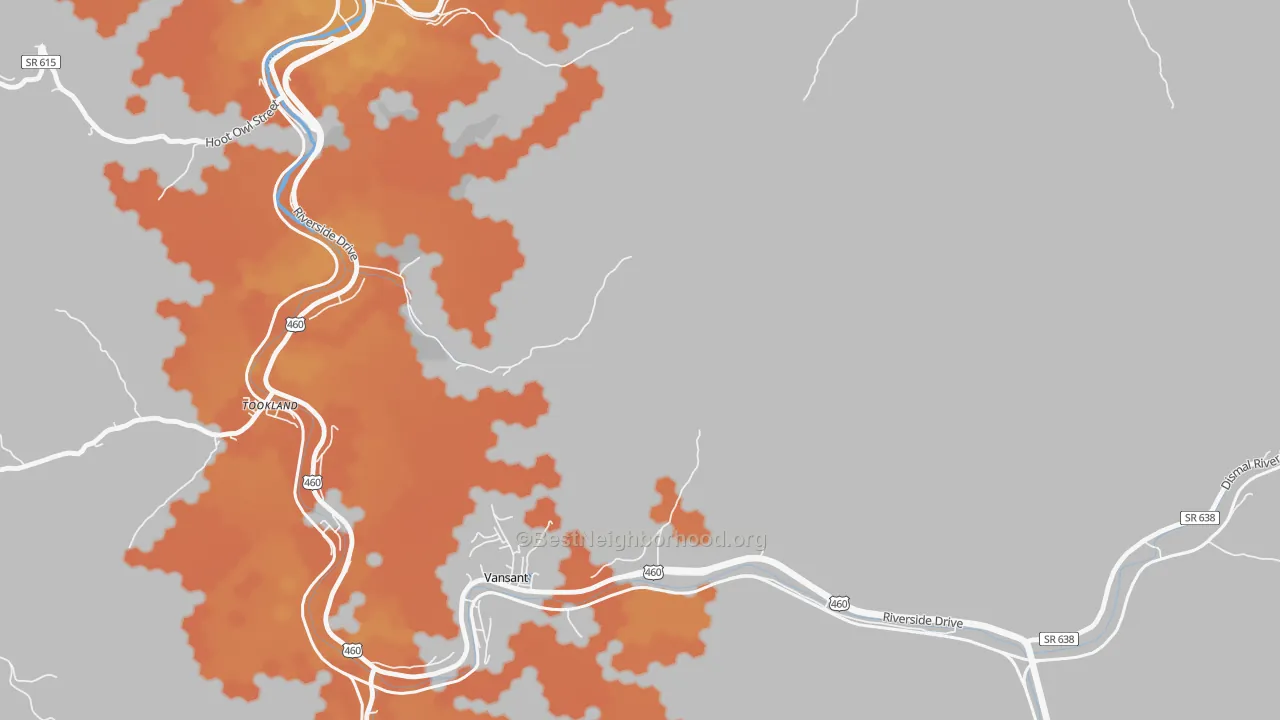 Bike Grade map of Longbottom, VA