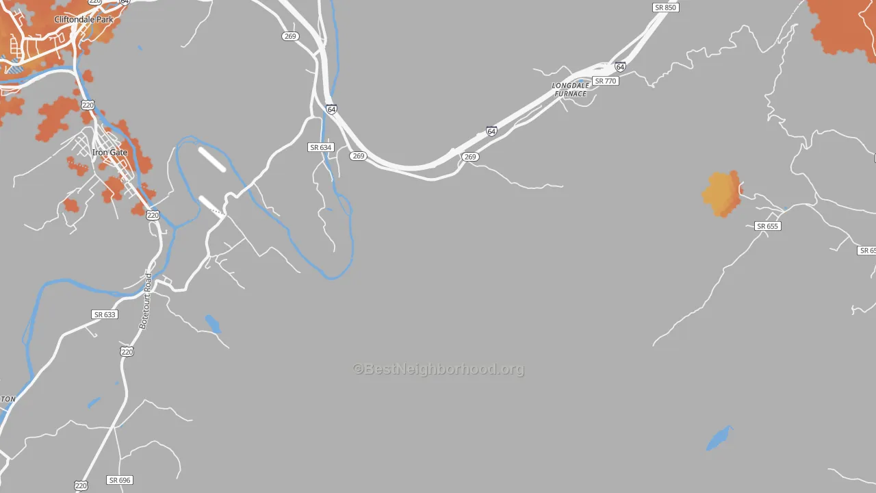 Bike Grade map of Longdale Furnace, VA