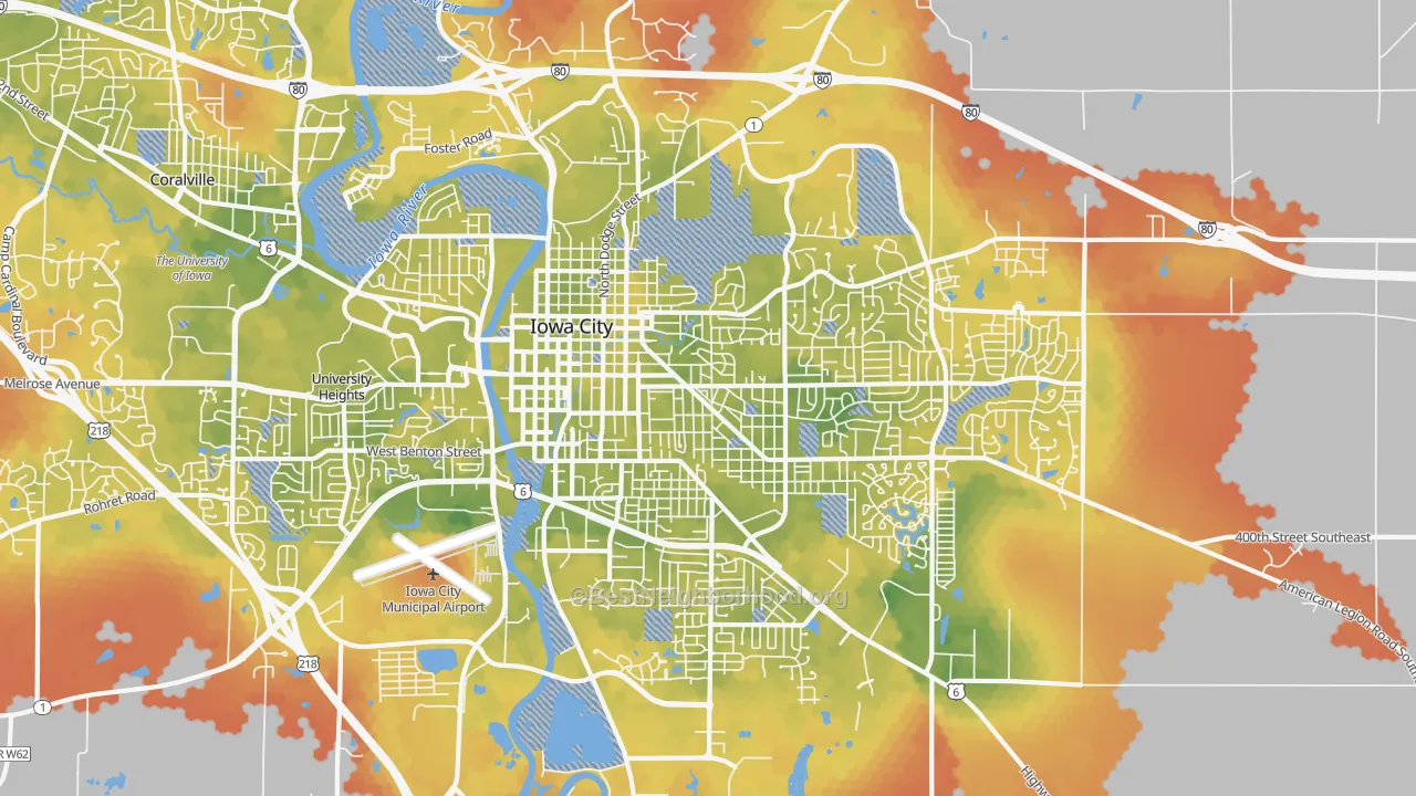 Bike Grade map of Longfellow, Iowa City, IA