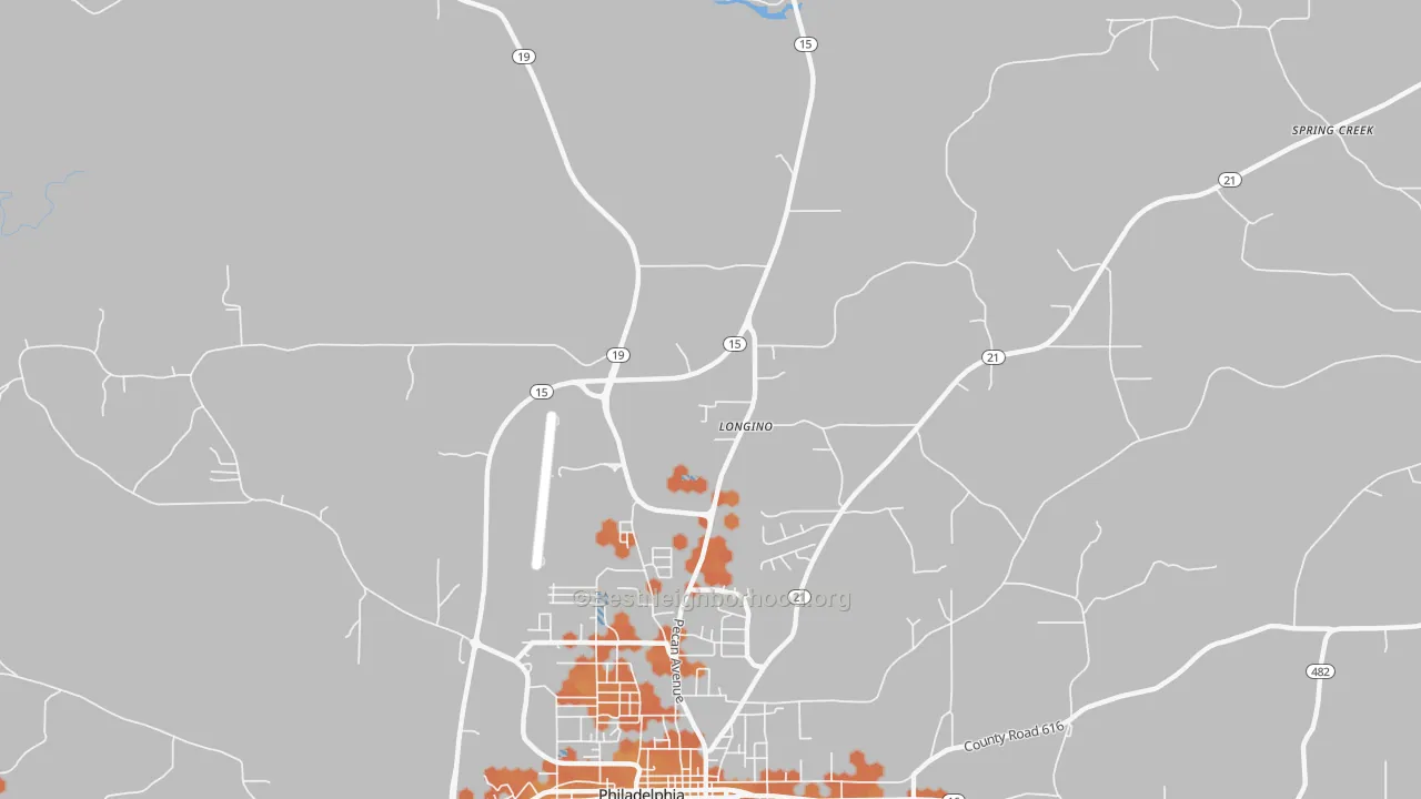 Bike Grade map of Longino, MS