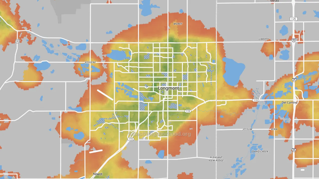 Bike Grade map of Longmont, CO