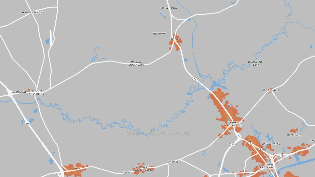 Bike Grade map of Longs, SC