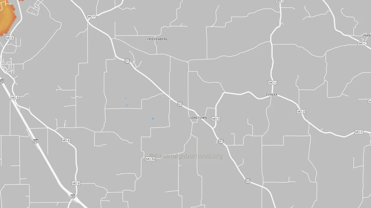 Bike Grade map of Longtown, MO