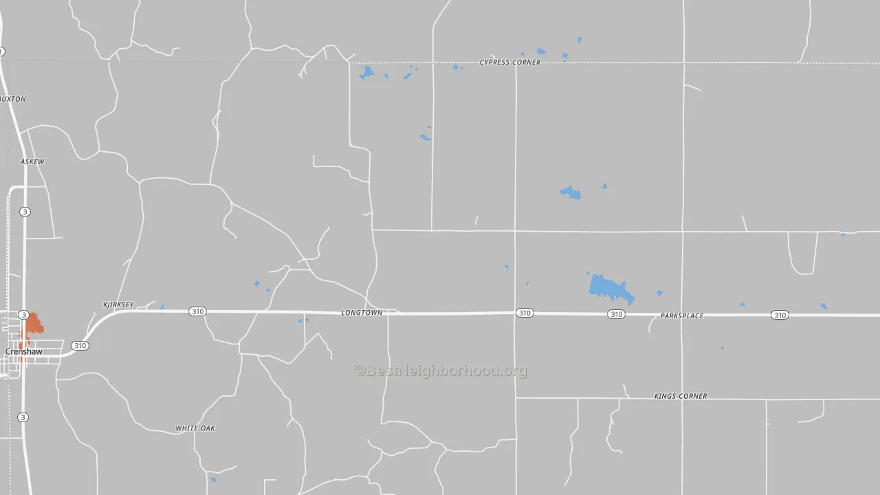 Bike Grade map of Longtown, MS