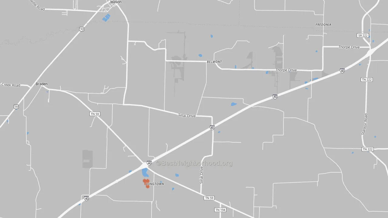 Bike Grade map of Longtown, TN